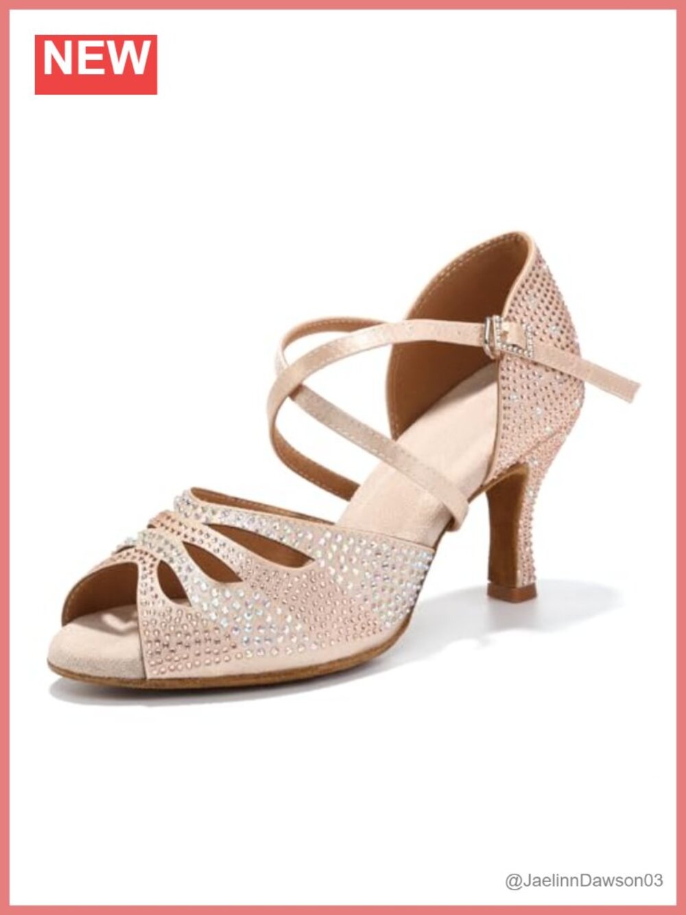 Women's Rhinestone Latin Ballroom Dance Shoes Ankle Strap Peep Toe Satin